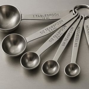 Stainless Steel Measuring Spoons Set of 6 Heavy Duty Metal Spoons with Engraved Markings for Dry and Liquid Ingredients Kitchen Silver