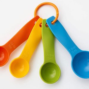 Plastic Measuring Spoons Set of 5 Colorful Teaspoons and Tablespoons with Ring Holder for Baking and Cooking Accurate Measurements Multi