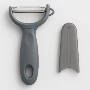 16 Precision Swivel Peeler with Protective Cover Stainless Steel Blade for Detailed Fruit and Vegetable Peeling Compact Kitchen Tool Gray